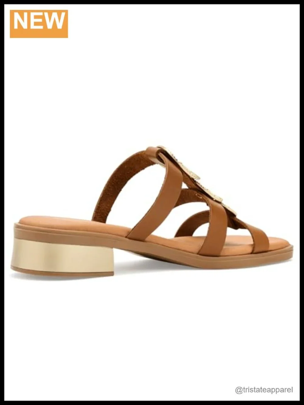 Leather Flat Sandal Slip-On Slingback Block Heel Spain